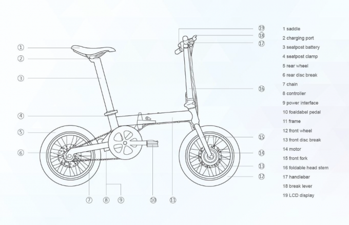 200 - 250w bici eléctrica plegable, estructura compacta de la bici eléctrica sin cepillo de 16 pulgadas