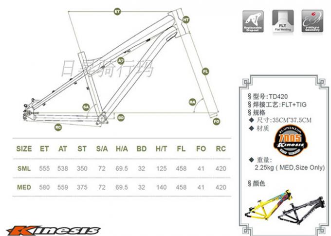 El marco ligero 26er/27.5er de la bici del salto de la suciedad afiló la soldadura lisa de Headtube